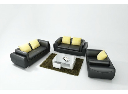 Ledersofa Canapé Wunnlandschaft 3+2+1 Sëtz Garnitur Design Modern Sofa F_3014D