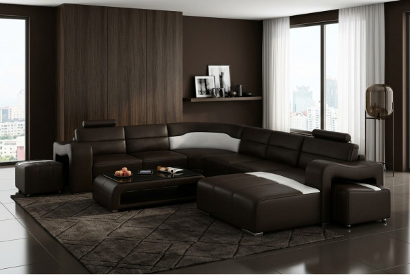 Ledercouch Couch Wunnlandschaft Eckcouch Eck Garnitur Design Modern Couch