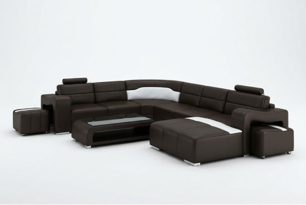 Ledercouch Couch Wunnlandschaft Eckcouch Eck Garnitur Design Modern Couch