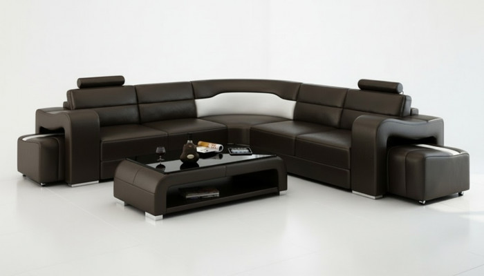 Lieder-Couch Wunnlandschaft Eckcanapé Eck-Garnitur Design Moderne Canapé F3008B