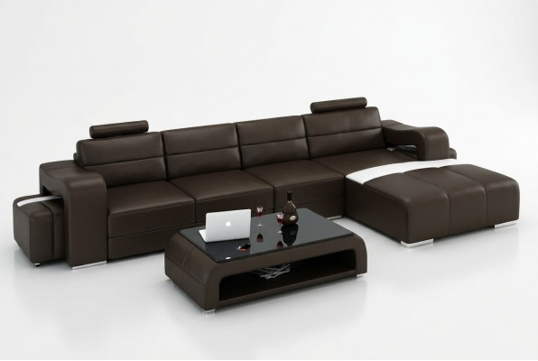 Ledersofa Canapé Wunnlandschaft Ecksofa Eck Garnitur Design Modern Sofa F3008C