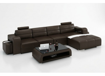Ledersofa Canapé Wunnlandschaft Ecksofa Eck Garnitur Design Modern Sofa F3008C