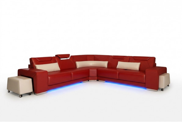 Ledercouch Wunnlandschaft Canapé Eck Garnitur Design Modern Canapé F3011B
