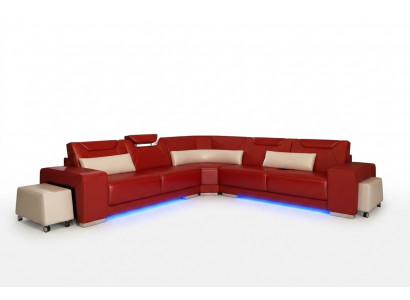 Ledercouch Wunnlandschaft Canapé Eck Garnitur Design Modern Canapé F3011B