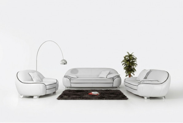 Ledercouch Couch Wunnlandschaft 3+2+1 Sëtz Garnitur Design Modern Sofa F3013