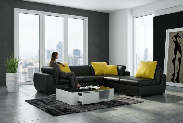 Ledercouch Couch Wunnlandschaft Ecksitzgrupp Eck Garnitur Design Modern Canapé F3014 nei