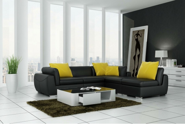 Ledercouch Couch Wunnlandschaft Ecksitzgrupp Eck Garnitur Design Modern Canapé F3014 nei