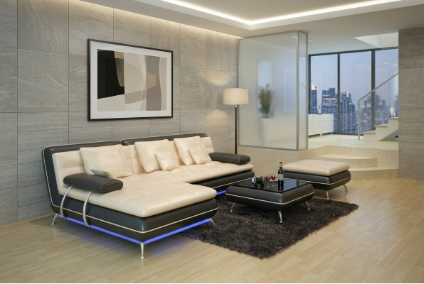 Ledersofa Canapé Wunnlandschaft Ecksofa Eck Garnitur Design Modern Sofa Nei F3015