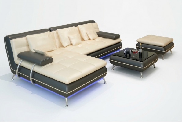 Ledersofa Canapé Wunnlandschaft Ecksofa Eck Garnitur Design Modern Sofa Nei F3015