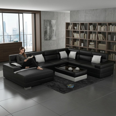 Ledersofa Couch Woonslandschaft Ecksofa Eck Garnitur Design Modern Sofa F3016 nei