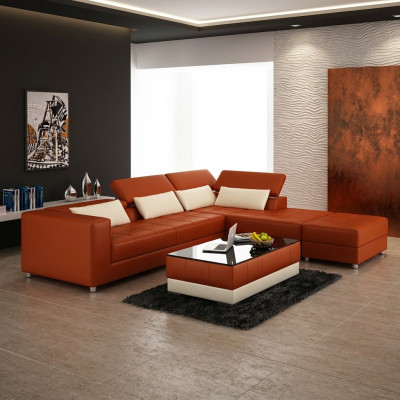 Ledersofa Canapé Wunnlandschaft Ecksofa Eck Garnitur Design Modern Sofa F3018