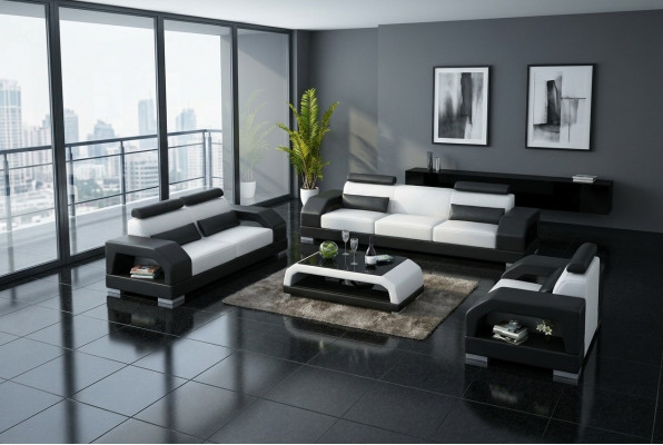 Liederdivan Canapé Wunnlandschaft 3+2+1 Sëtzgrupp Design Modern Divan G8001D