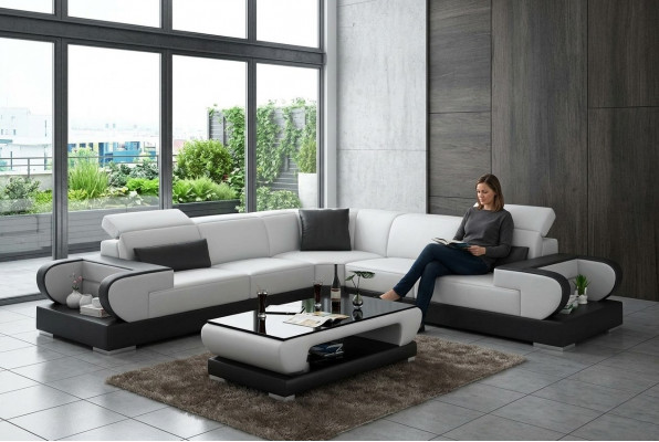 Liederdivan Canapé Wunnlandschaft Eckdivan Eck Garnitur Design Modern Divan G8002B