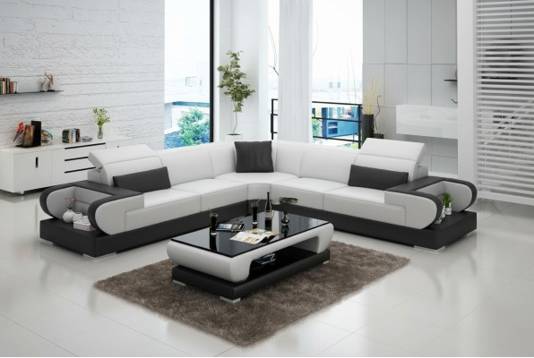 Liederdivan Canapé Wunnlandschaft Eckdivan Eck Garnitur Design Modern Divan G8002B