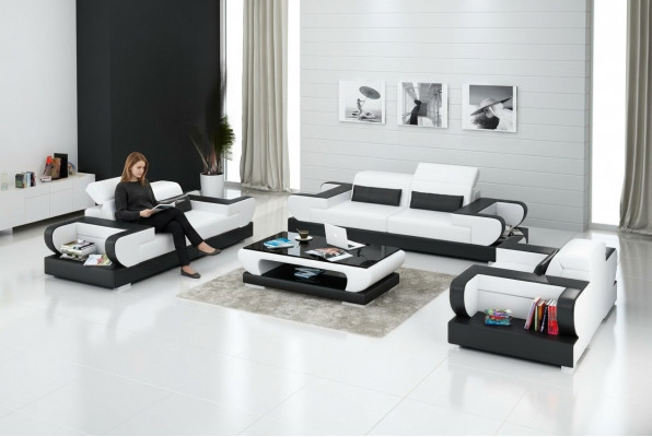 Liedergaff Canapé Wunnlandschaft 3+2+1 Sëtzer Garnitur Design Modern Sofa G8002D
