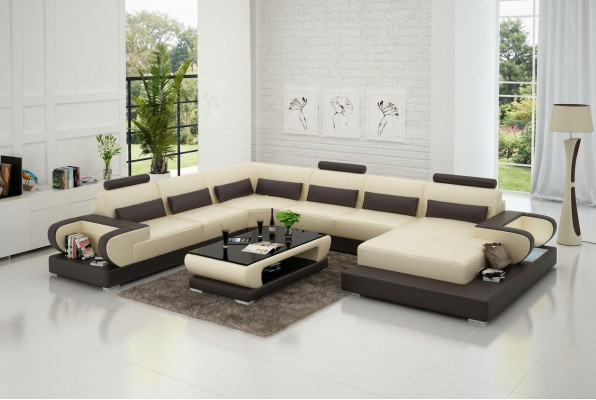 Ledercouch Sofa Wunnlandschaft Eckcouch Eck Garnitur Design Modern Sofa G8003