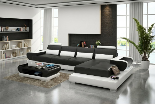 Ledercouch Couch Wunnlandschaft Ecksofa Eck Garnitur Design Modern Sofa G8003C
