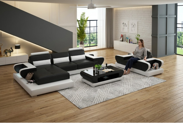 Design XXL Grousst Sofa Ecksofa Lieder Sofa Couch Polstereck Wunnlandschaft G8003E