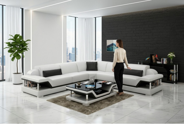 Ledercouch Ecksofa Wunnliewensland Eck Garnitur Design Modern Sofa G8004B