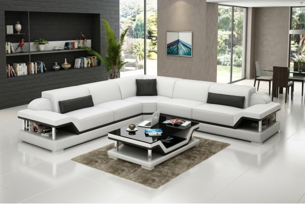 Ledercouch Ecksofa Wunnliewensland Eck Garnitur Design Modern Sofa G8004B