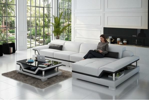 Design Ledercouch Sofa Couch Polster Eckgarnitur Sëtzgarnitur Lieder Couchen 8004C