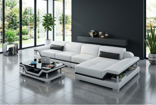 Design Ledercouch Sofa Couch Polster Eckgarnitur Sëtzgarnitur Lieder Couchen 8004C