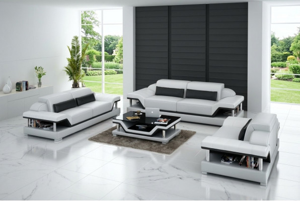 Ledersofa Canapé Wunnlandschaft 3+2+1 Sëtzer Garnitur Design Sofa Sofagarnitur