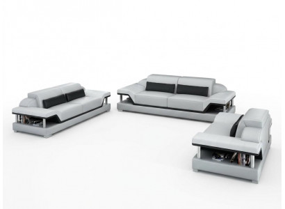 Ledersofa Canapé Wunnlandschaft 3+2+1 Sëtzer Garnitur Design Sofa Sofagarnitur