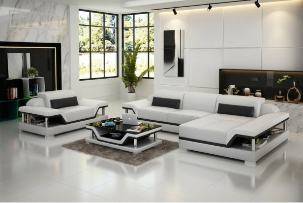 Design Ledersofa Canapé Couch Polster Eck Wohnlandschaft Garnitur Sofaen Neit G8004F