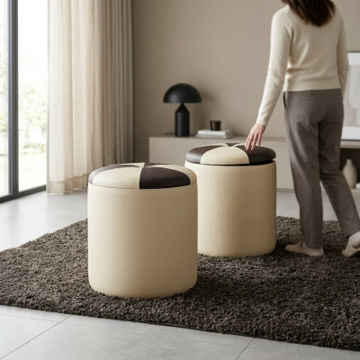 Design Këssen Hocker Fouss-Schemel Ottomane Sëtz Chaise Gepolstert Pufa FT009