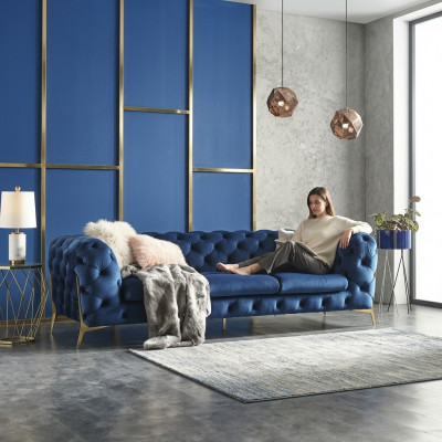 Chesterfield Textil Sofa Polster Sëtz Couch Grouss XXL 3 Sëtzer Stoff Couchen