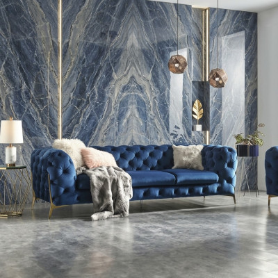 Chesterfield Textil Sofa Polster Sëtz Couch Grouss XXL 3 Sëtzer Stoff Couchen