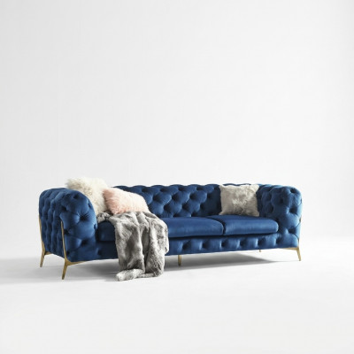 Chesterfield Textil Sofa Polster Sëtz Couch Grouss XXL 3 Sëtzer Stoff Couchen