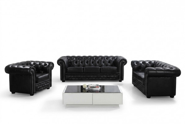 Chesterfield Design Luxus Polster Sofa Couch Sëtz Garnitur Lieder 3 Sëtzer #606