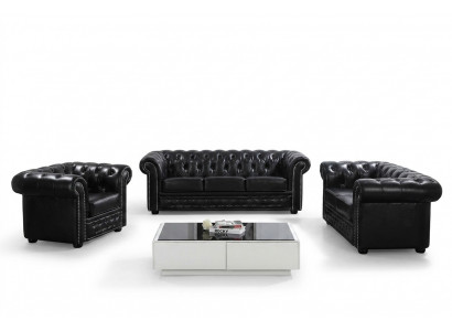 Chesterfield Design Luxus Polster Sofa Couch Sëtz Garnitur Lieder 3 Sëtzer #606