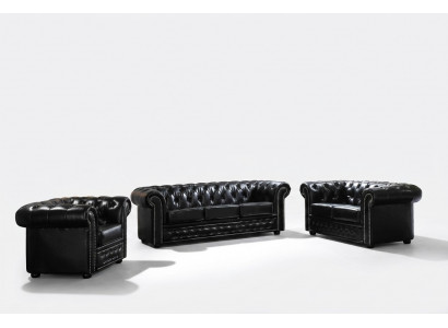 Chesterfield Liederkanapé Kanapé Couch Polster Sëtz Set Polster Garnitur 3+2 Sëtzer