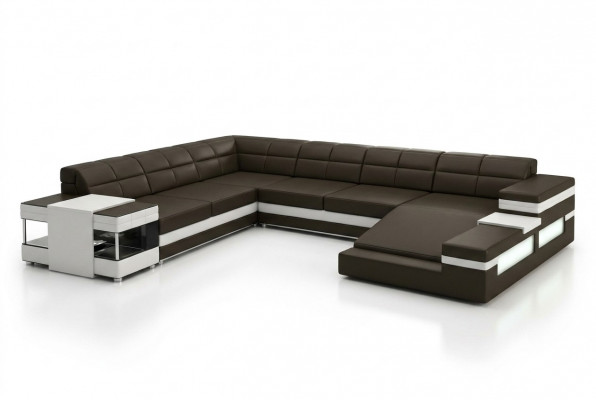 Ledersofa Canapé Wunnlandschaft Ecksofa Eck Garnitur Design Modern Sofa 1201B