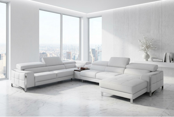 Multifunktionell Couch Ecksofa Medien TV Sofa Couch Ledersofa Wohnlandschaft U-Form