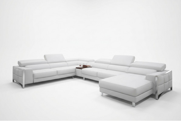 Multifunktionell Couch Ecksofa Medien TV Sofa Couch Ledersofa Wohnlandschaft U-Form