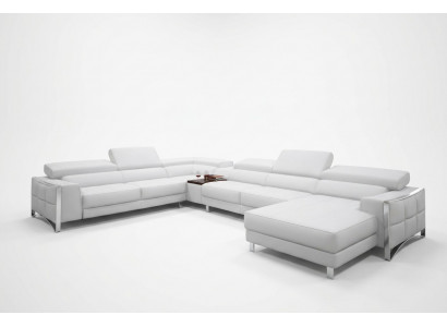 Multifunktionell Couch Ecksofa Medien TV Sofa Couch Ledersofa Wohnlandschaft U-Form