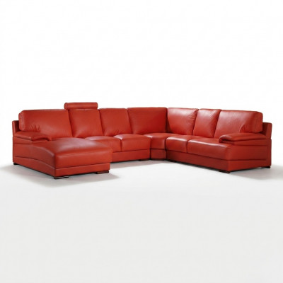 Ledercouch Wunnlandschaft Eckcouch Polster Eck Sëtz Couch Garnitur U Form XXL Grouss