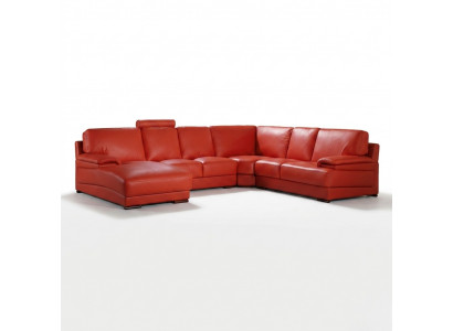 Ledercouch Wunnlandschaft Eckcouch Polster Eck Sëtz Couch Garnitur U Form XXL Grouss