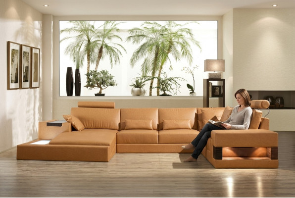 Grouss XXL Ledercouch Sofa Kanapé Polster Eck Lounge Garnitur U-Form Wunnlandschaft