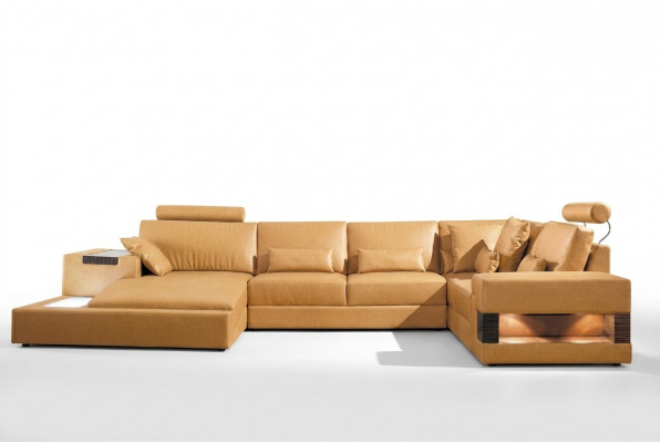 Grouss XXL Ledercouch Sofa Kanapé Polster Eck Lounge Garnitur U-Form Wunnlandschaft