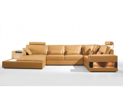 Grouss XXL Ledercouch Sofa Kanapé Polster Eck Lounge Garnitur U-Form Wunnlandschaft