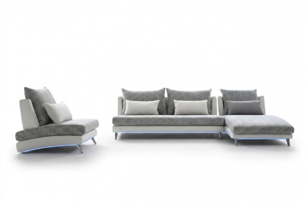 Modern Design Eckcanapé Polstercouch Garnitur 155x390cm Stoff Textil Sofa Ecke