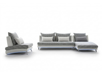 Modern Design Eckcanapé Polstercouch Garnitur 155x390cm Stoff Textil Sofa Ecke
