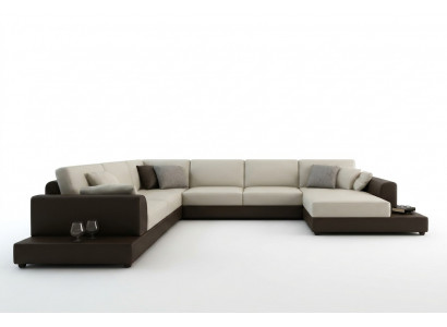 Lieder-Sofa Canapé Wunnlandschaft Ecksofa Eck-Garnitur Design Dekor Modern