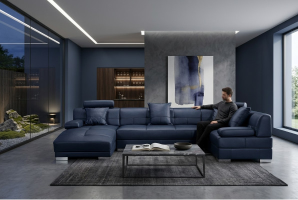 Ledersofa Couch Wunnlandschaft Ecksofa Eck Garnitur Design Modern Dekor
