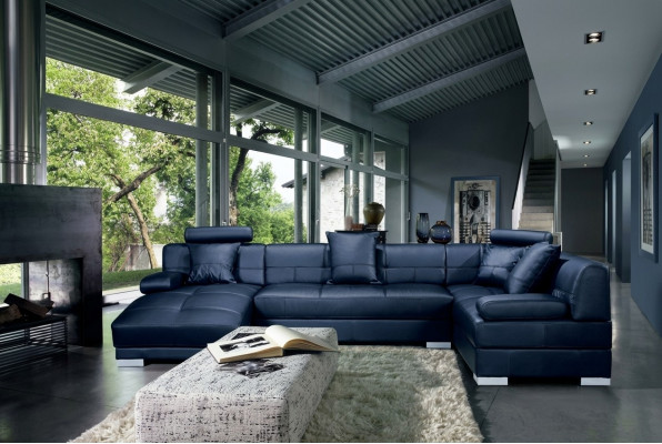 Ledersofa Couch Wunnlandschaft Ecksofa Eck Garnitur Design Modern Dekor